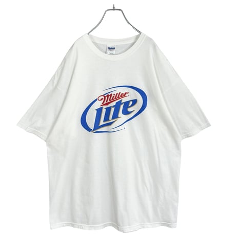 00's miller LITE S/S Bigsized logo print T-SHIRT