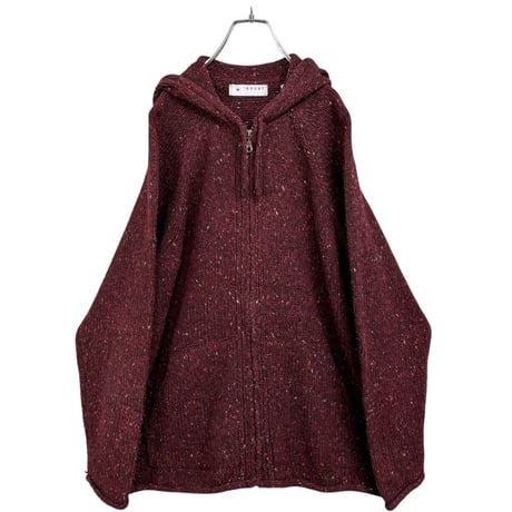 90s L・T SPORT zip-up nep knit design hoodie