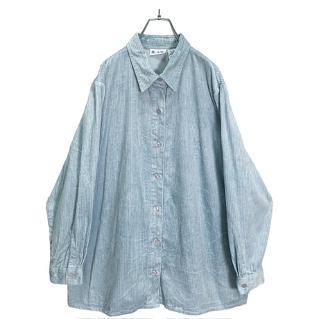 90s BLAIR L/S pale blue wide wale corduroy shirt