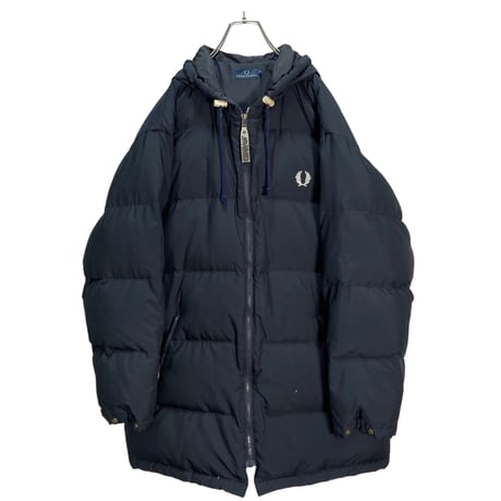 90s FRED PERRY hooded long down jacket