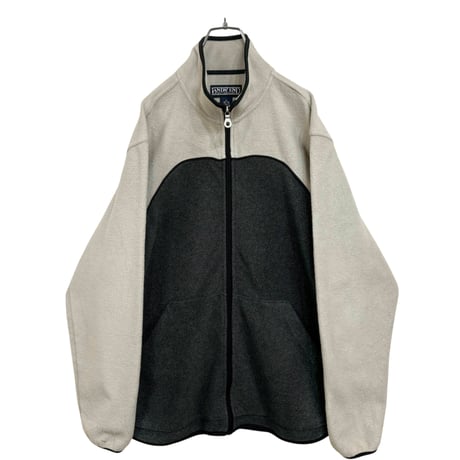 90s LANDS'END zip-up round bi-color fleece jacket
