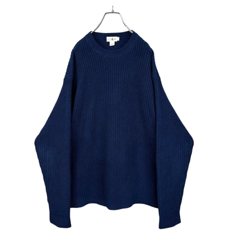 90s OLD J.CREW L/S Navy blue cotton knit sweater