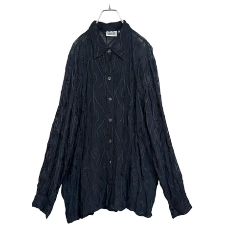 90s CHICO'S DESIGN L/S black rayon sheer shirt
