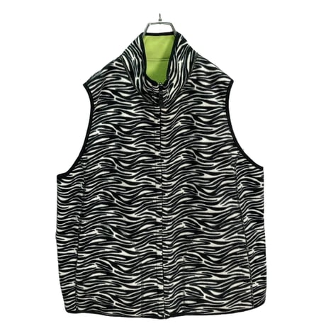 90-00s KIM ROGERS zebra pattern reversible fleece vest