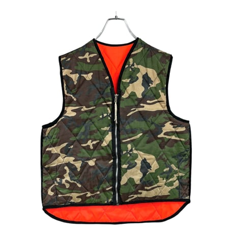 90s vintage zip-up reversible quilting woodland camo vest