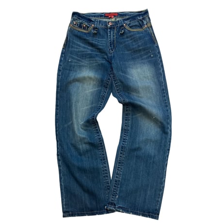 90-00s fuck jeans embroidered denim pants