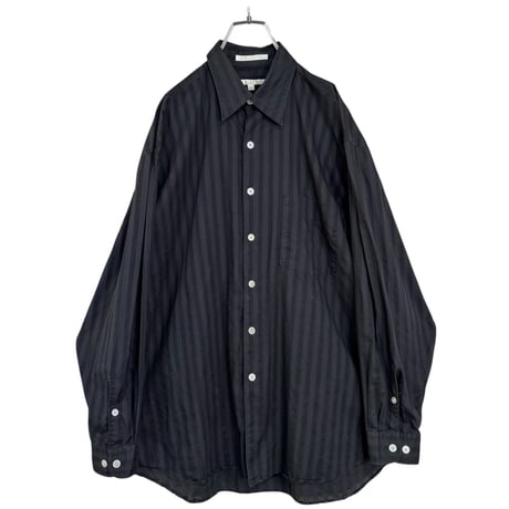 90s PERRY ELLIS L/S cotton stripe black design shirt