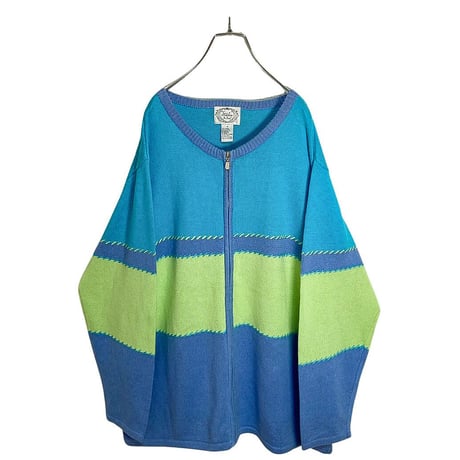 80s Pastel multicolored zip-up cardigan