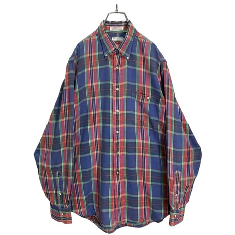 80-90s OVERTON L/S tartan check cotton nel shirt