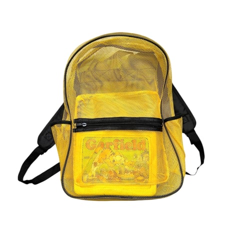 90-00s Unknown yellow mesh design backpack