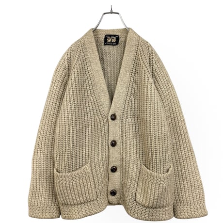 70s〜 ELITE 99 dark beige chunky design knit cardigan