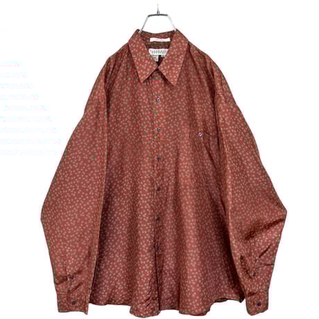90s PERRY ELLIS "PORTFOLIO" L/S pattered design silk shirt