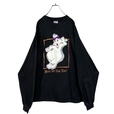 90s Ghost Art "Boo To You Too" L/S ribbon custom Tee