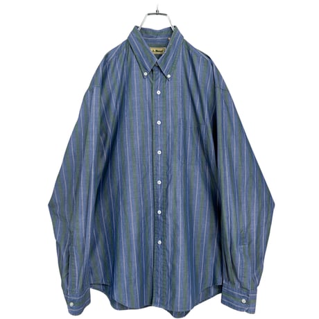 80-90s L.L.Bean Cotton × Polyester multicolored stripe shirt