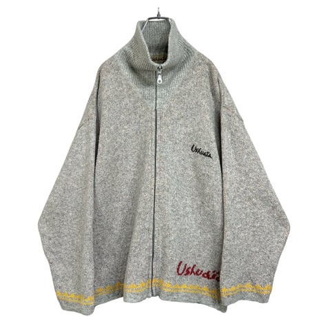 90s Ushuaia HI neck zip-up Ecuador knit sweater