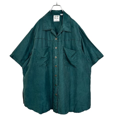90s ELISABETH by LIZ Claiborne S/S Green silk shirt
