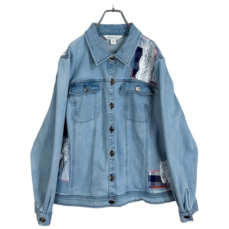 Coldwater Creek 00's patchwork design denim jacket