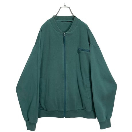 90-00s zip-up fade green design sweat jacket