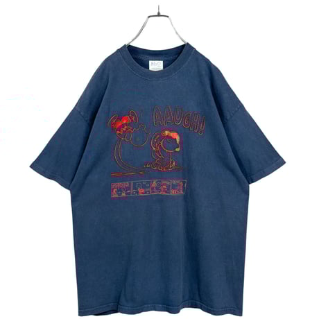 90-00s PEANUTS "AAUGH!" S/S dark blue T-SHIRT