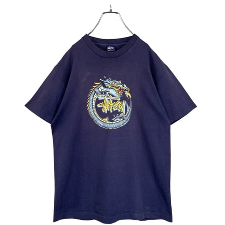 90s OLD STUSSY S/S circle dragon design T-shirt