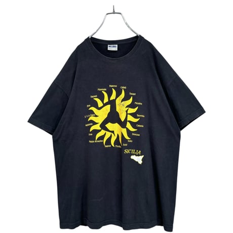 90-00s Italy vintage "SICILIA" S/S souvenir T-SHIRT