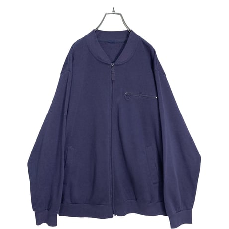 90-00s zip-up fade navy design sweat jacket