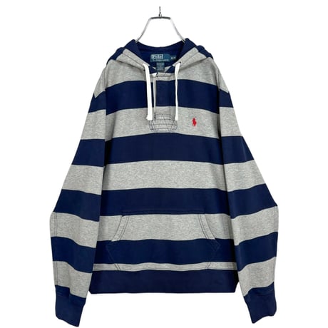 90s Polo by Ralph Lauren L/S hooded border ruggershirt