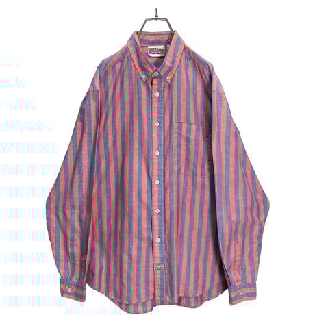 80-90s BRITTANIA Red × Blue L/S BD stripe shirt