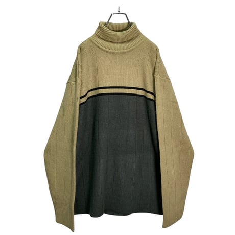 90s SIDEOUT bi-color acrylic hi neck sweater