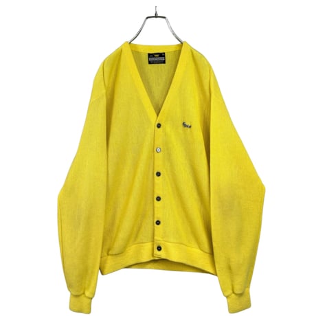70-80s SPORTSWEAR L/S lemon yellow Acrylic cardigan
