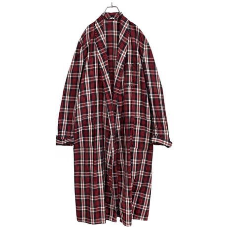 70-90s Vintage Red × Black tartan check design gown
