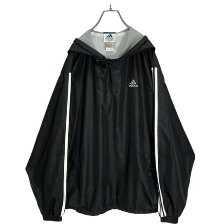 90s adidas L/S logo embroidered black anorak parka