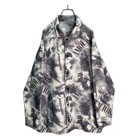 90s All pattern design fleece jacket