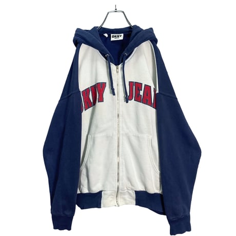 90s DKNY JEANS L/S bi-color sweat hoodie
