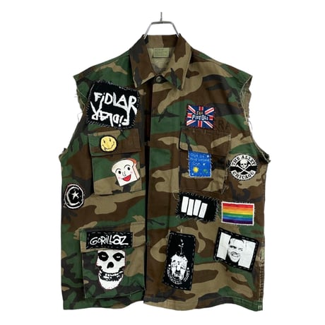 90-00s ROTHCO patched custom cutoff camo vest