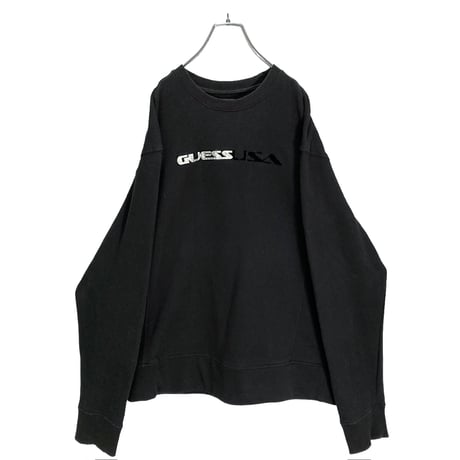 90-00s OLD GUESS Logo design black sweatshirt