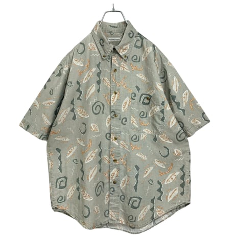 90s Bugle Boy Company S/S Ramie × cotton design shirt