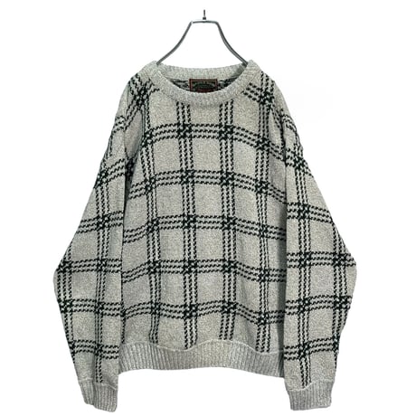 90s SAVILE ROW cotton check knit sweater