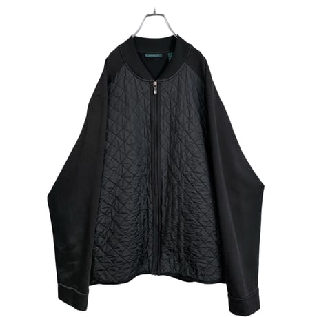 90s PERRY ELLIS zip-up quilting design black jacket