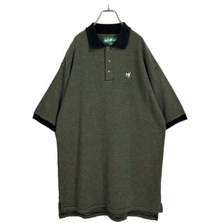 90s BIG DOGS S/S border design cotton polo shirt