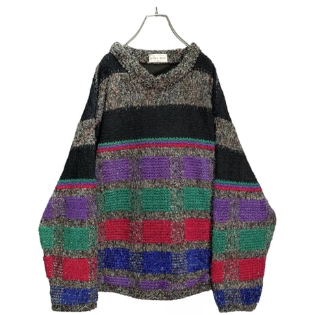 80s Allen Wah multicolored wool mix knit sweater