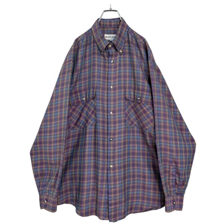 90s STARTER L/S purple tartan check BD shirt